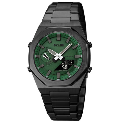 Original SKM World Time Watch Black with Green Dial
