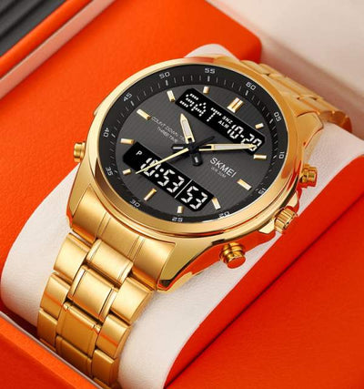 Original SKM Two Faces Golden Chain With Black dial