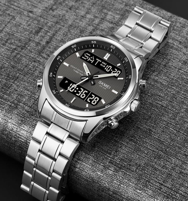 Original SKM Two Faces Silver Chain With Black dial