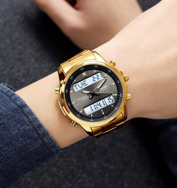 Original SKM Two Faces Golden Chain With Black dial