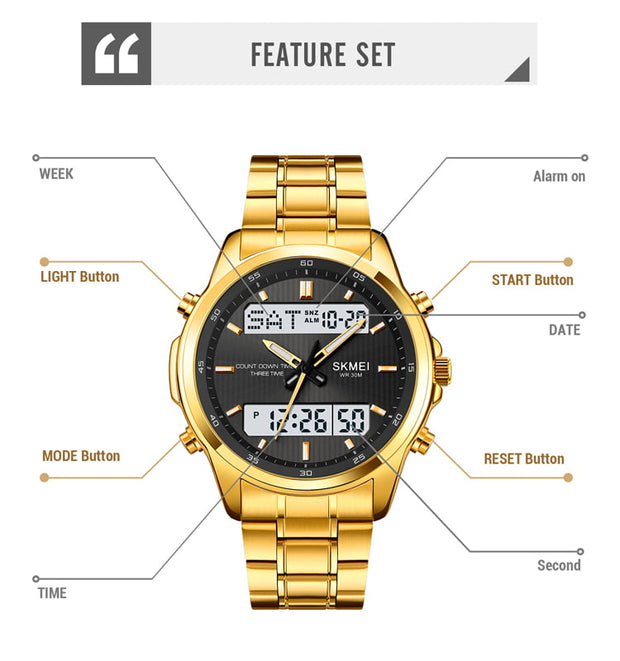Original SKM Two Faces Golden Chain With Black dial