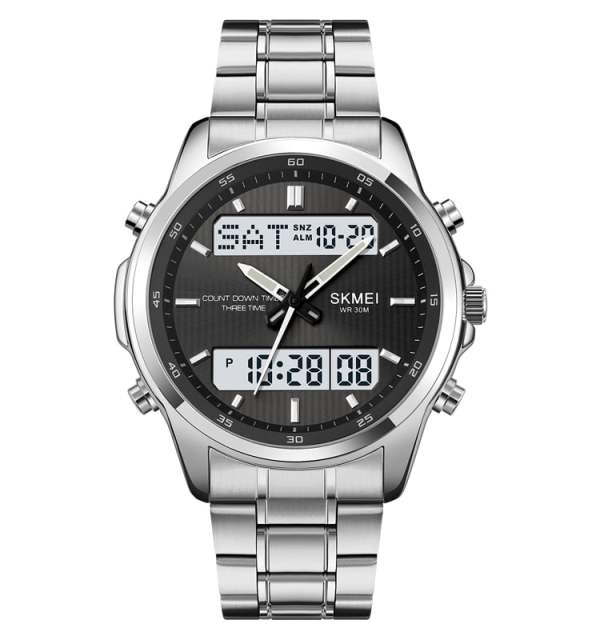 Original SKM Two Faces Silver Chain With Black dial