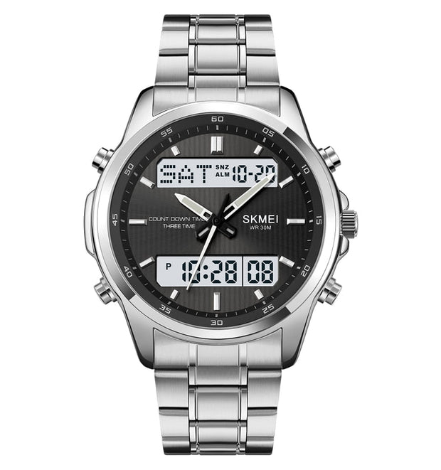 Original SKM Two Faces Silver Chain With Black dial