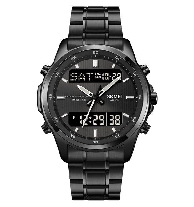 SKM Two Faces Black Chain With Black dial