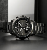 SKM Two Faces Black Chain With Black dial