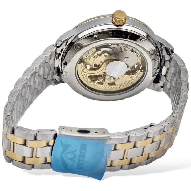 Full Skeleton Automatic Watch Two tone chain With Golden White ( N Design)