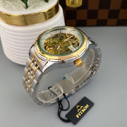 Full Skeleton Automatic Watch Two tone chain With Golden White ( N Design)