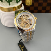 Full Skeleton Automatic Watch Two tone chain With Golden White ( N Design)
