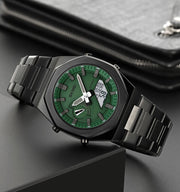 Original SKM World Time Watch Black with Green Dial