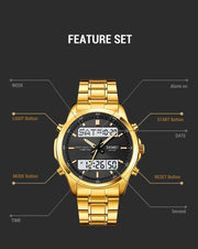 Original SKM Two Faces Golden Chain With Black dial