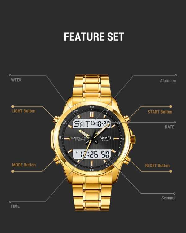 Original SKM Two Faces Golden Chain With Black dial